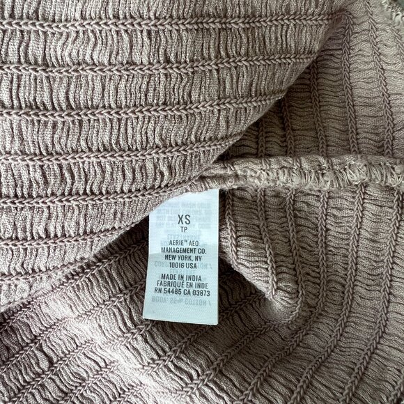 Aerie Jungle Thrills Smocked Tank Top XS Stretch Crop Ruffle Elastic Straps‎ - Picture 4 of 6